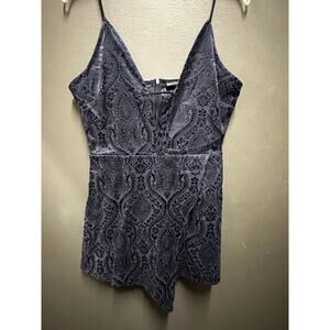 Missguided Paisley Skort Romper Whimsigoth Plunge Navy US 6